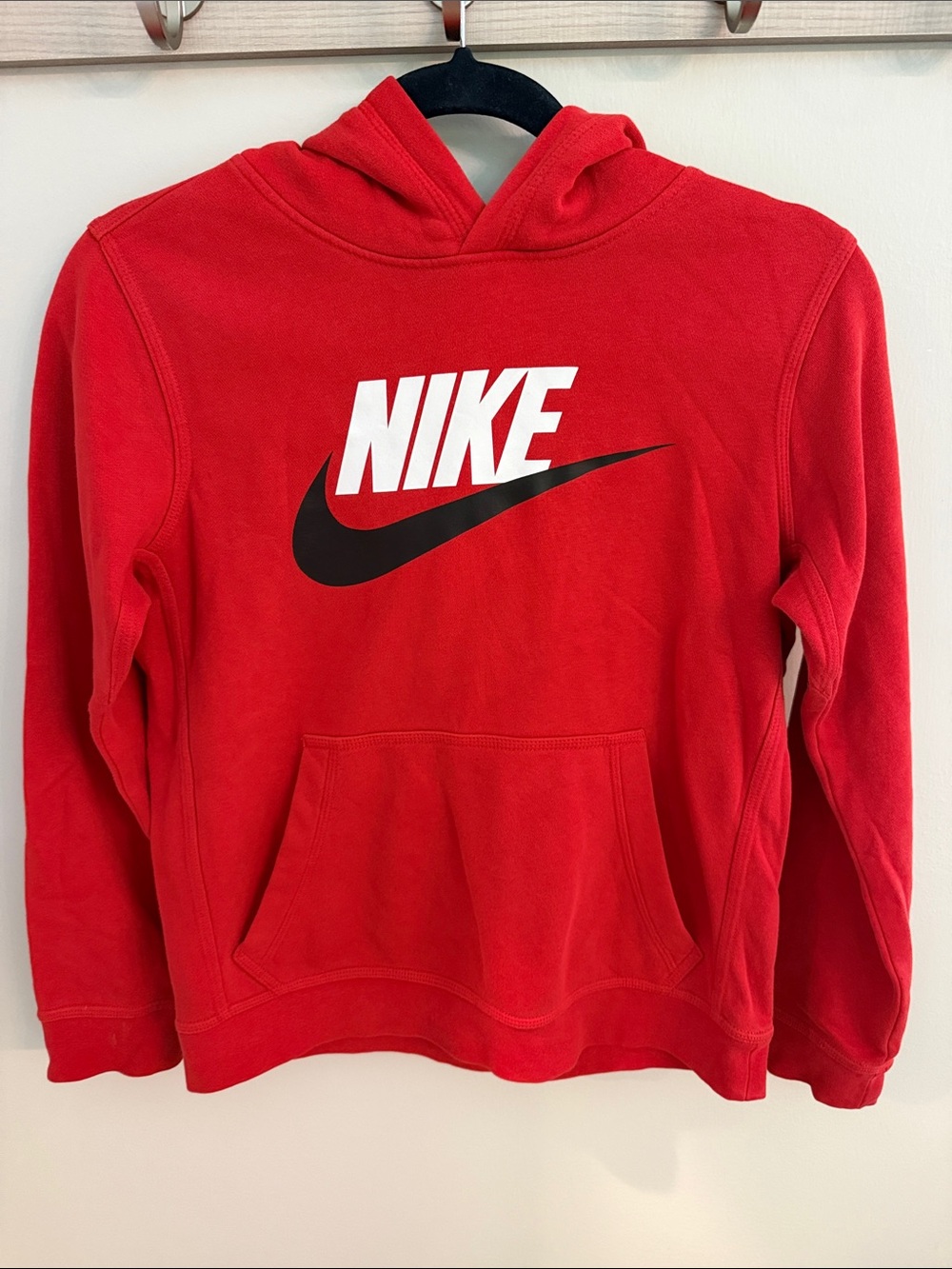 Nike Red Hoodie with White NIKE and Black Swoosh